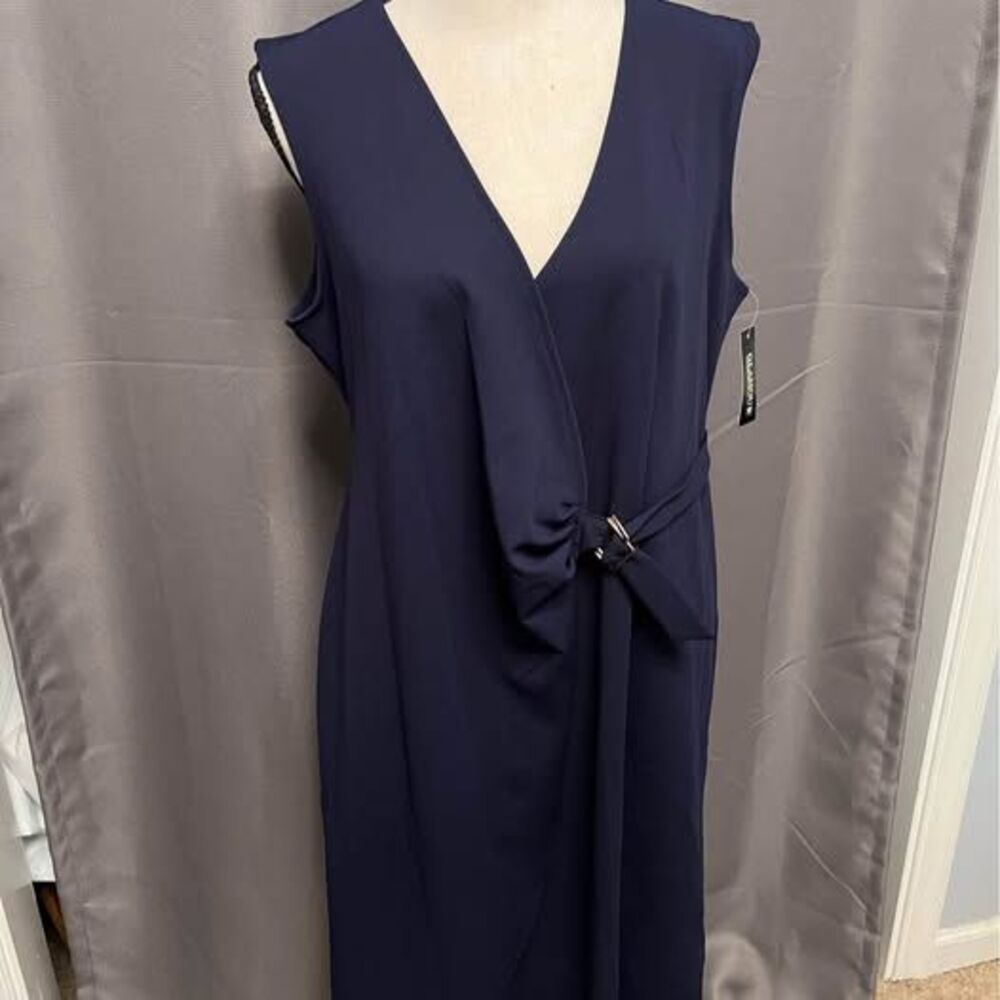 Woman’s Sleeveless Navy Dress V-Neck NWT